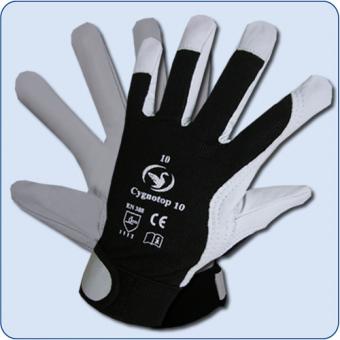 (8,30€/Paar) SCHWAN Nappaleder-Handschuh Cygnotop 10, schwarz/weiß Gr. 10 